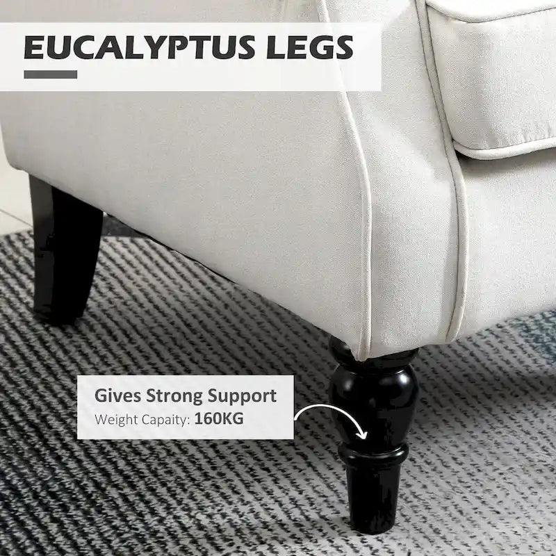 Fauteuil d'appoint capitonné à dossier haut 29,3 po blanc crème