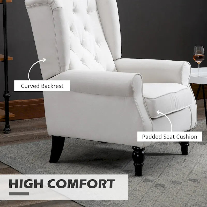 Fauteuil d'appoint capitonné à dossier haut 29,3 po blanc crème
