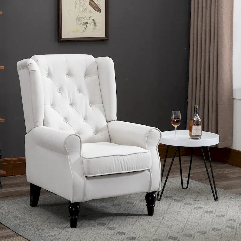 Fauteuil d'appoint capitonné à dossier haut 29,3 po blanc crème