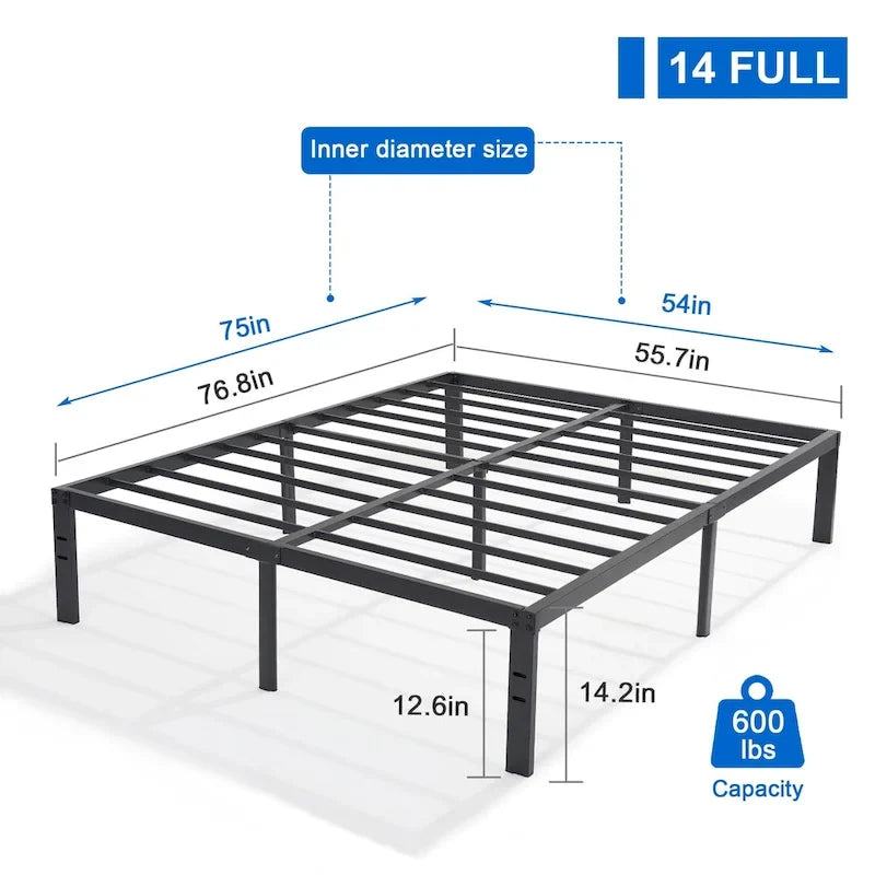 Structure de lit en métal pour enfants – Options double/grand/très grand/california king