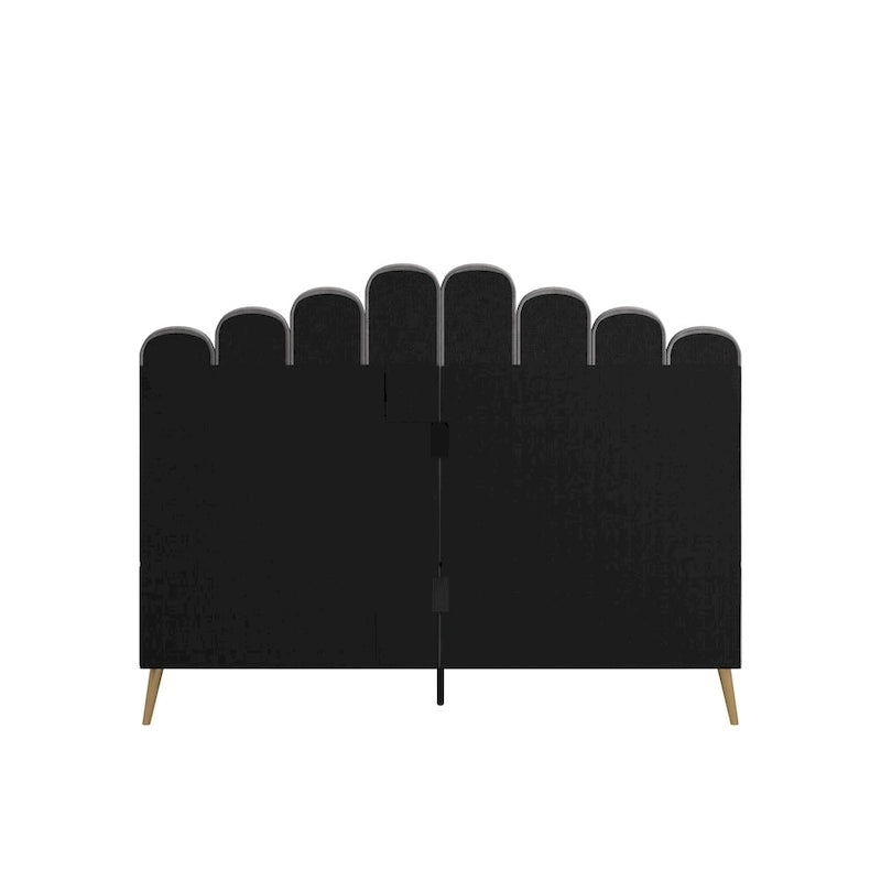 Lit plateforme Art déco tapissé de velours