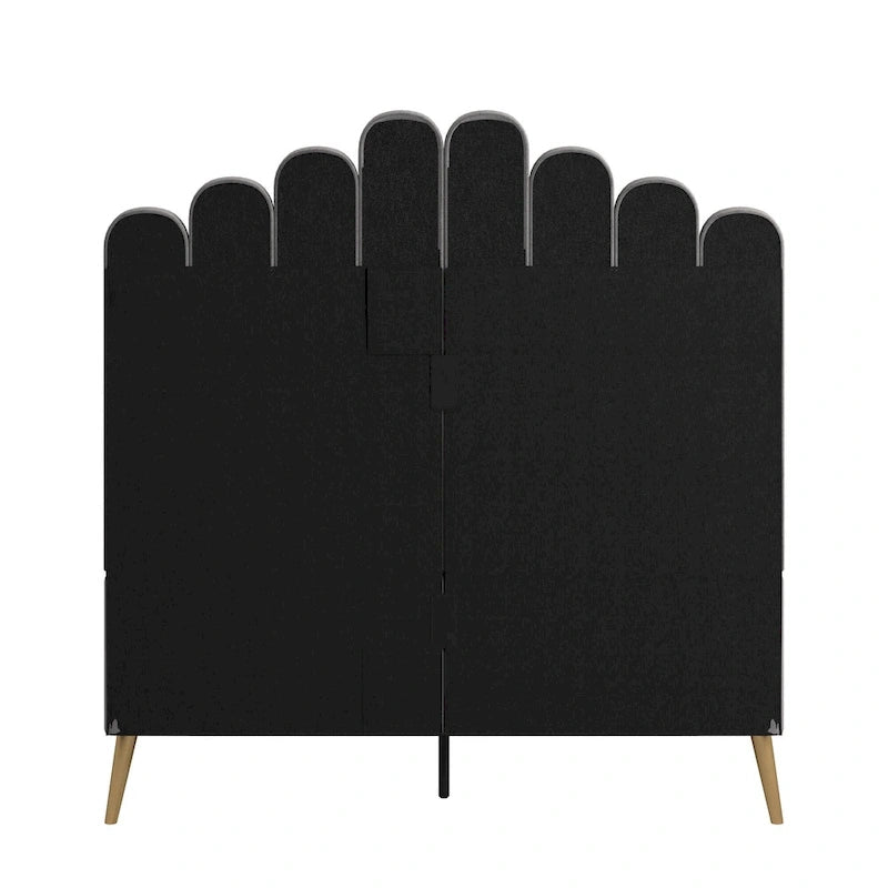 Lit plateforme Art déco tapissé de velours