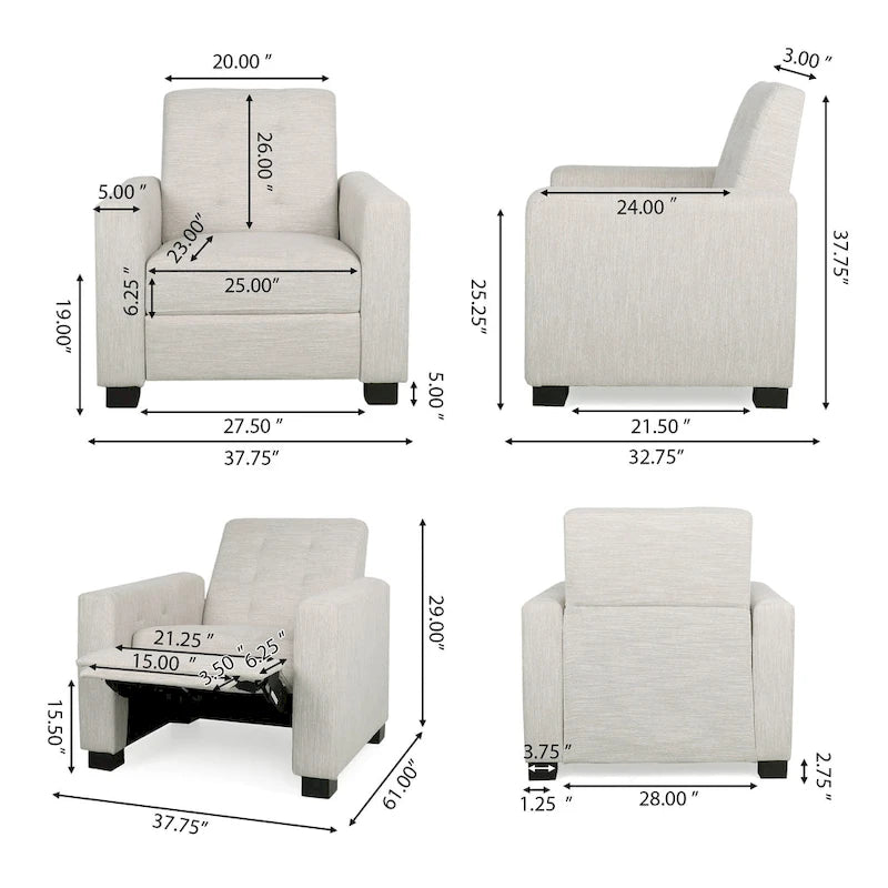Fauteuil inclinable à pousser rembourré