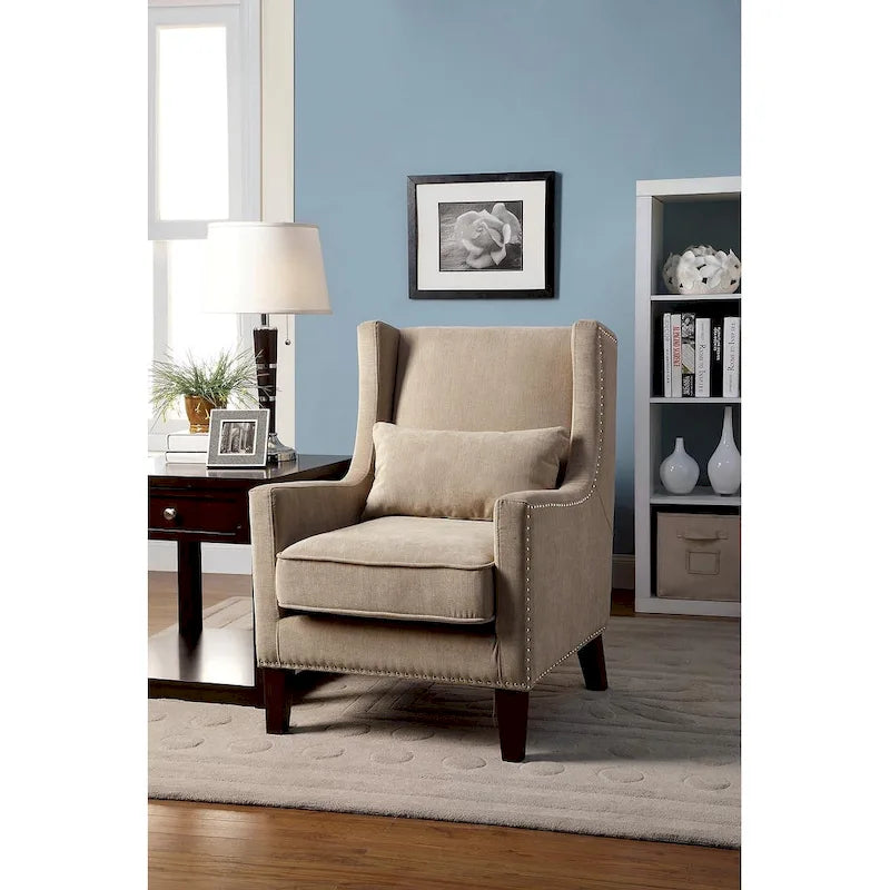 Chaise d'appoint contemporaine en flanelle rembourrée avec clous décoratifs