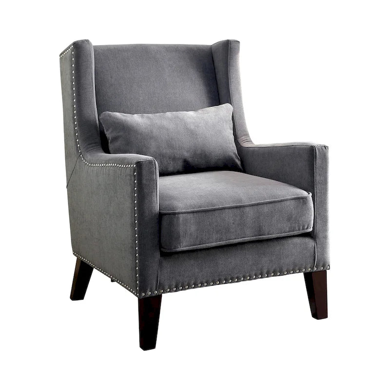 Chaise d'appoint contemporaine en flanelle rembourrée avec clous décoratifs
