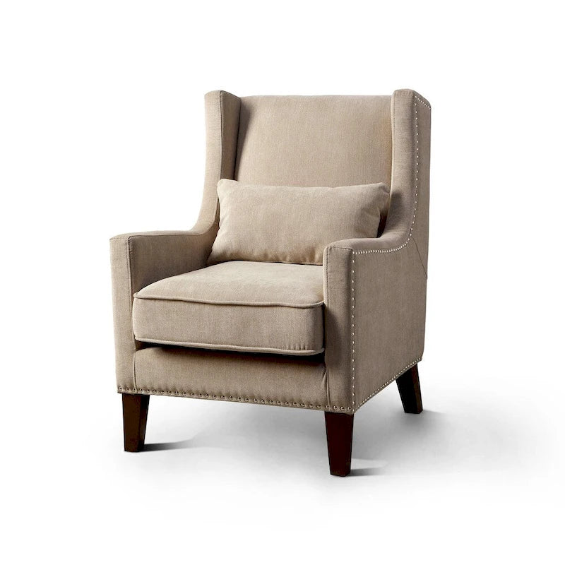 Chaise d'appoint contemporaine en flanelle rembourrée avec clous décoratifs