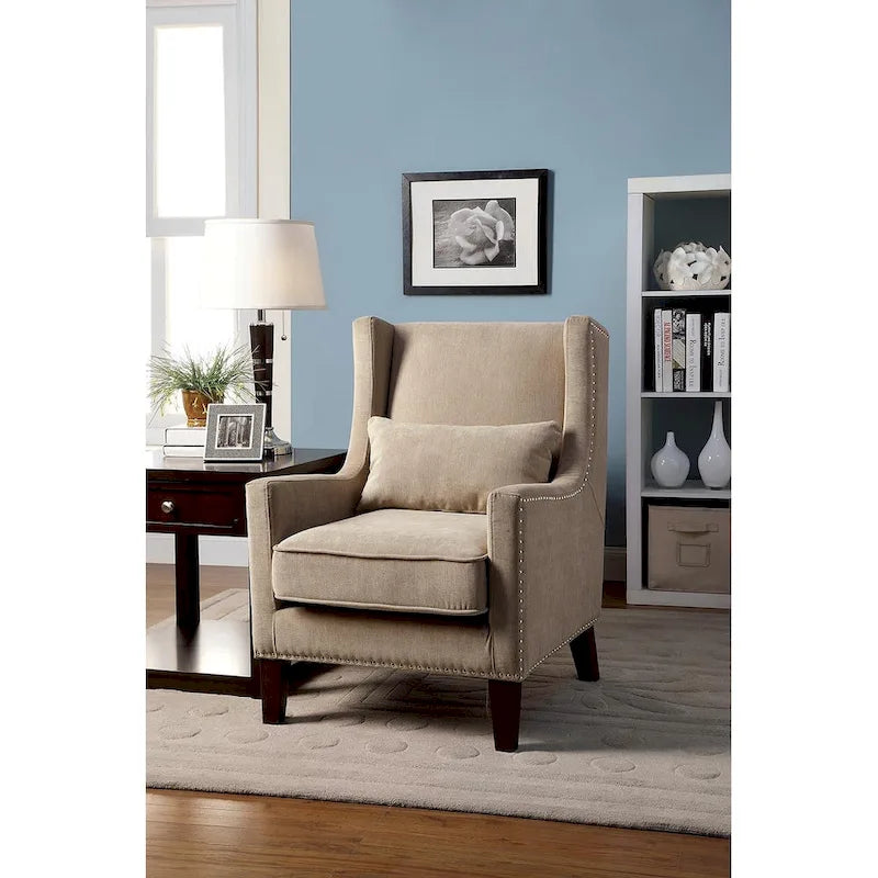 Chaise d'appoint contemporaine en flanelle rembourrée avec clous décoratifs