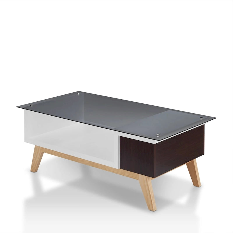 Table basse moderne 1 étagère avec plateau en verre de 47 pouces