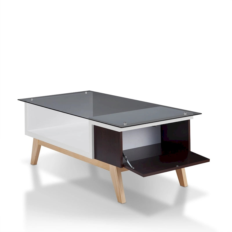 Table basse moderne 1 étagère avec plateau en verre de 47 pouces