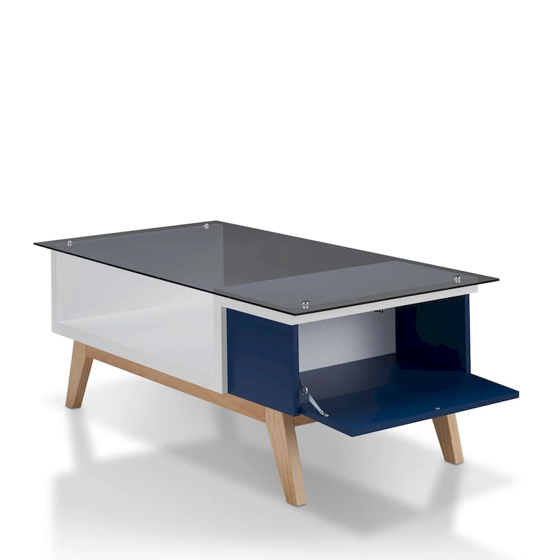 Table basse moderne 1 étagère avec plateau en verre de 47 pouces