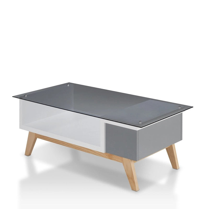 Table basse moderne 1 étagère avec plateau en verre de 47 pouces