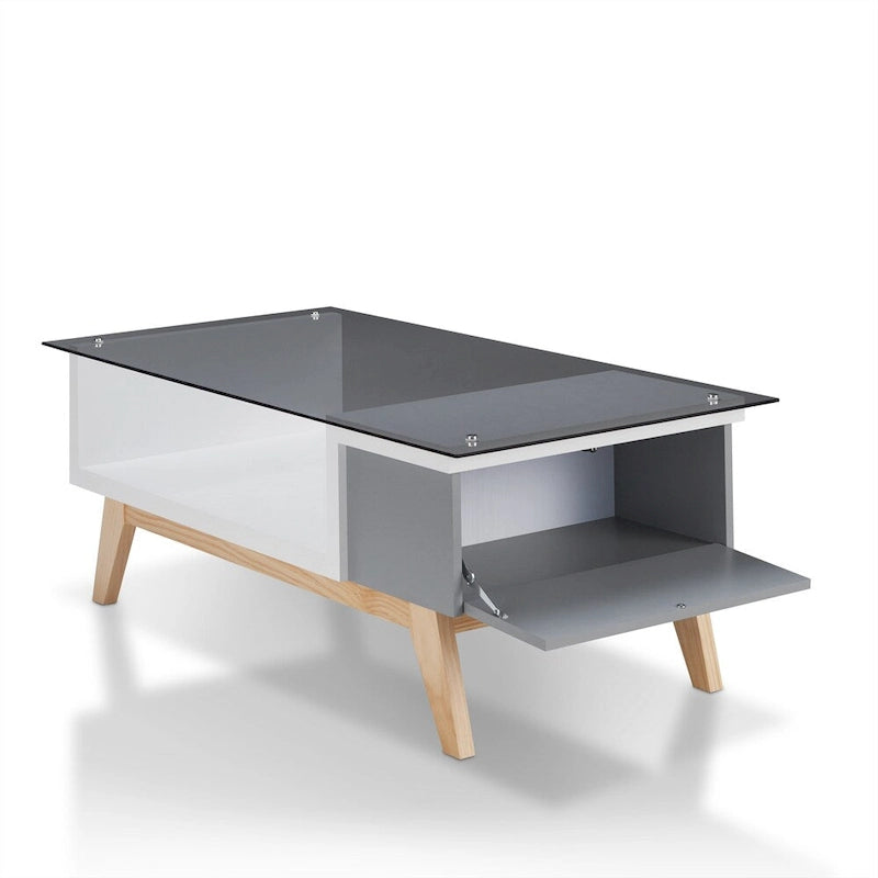 Table basse moderne 1 étagère avec plateau en verre de 47 pouces