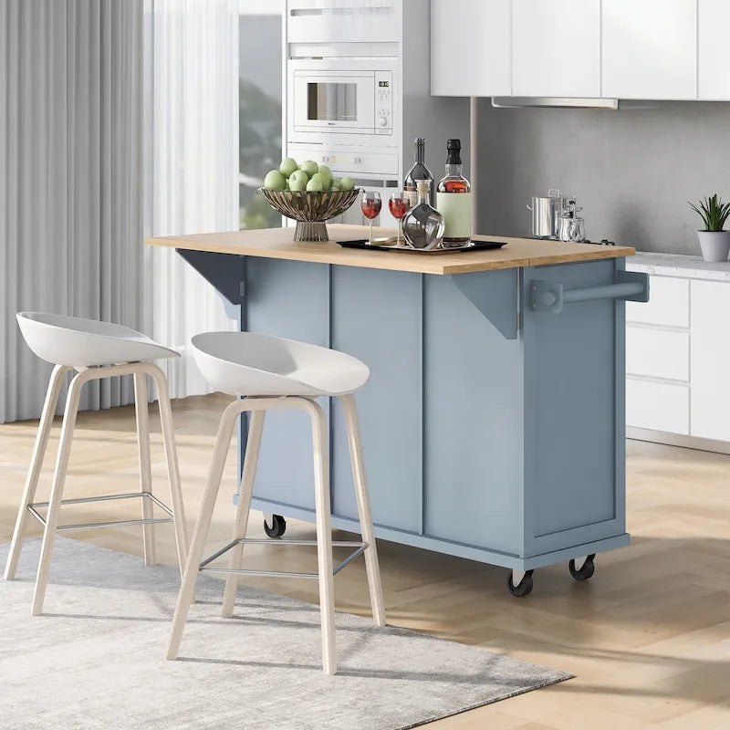 Chariot de cuisine à 5 roues avec armoire de rangement et 3 tiroirs