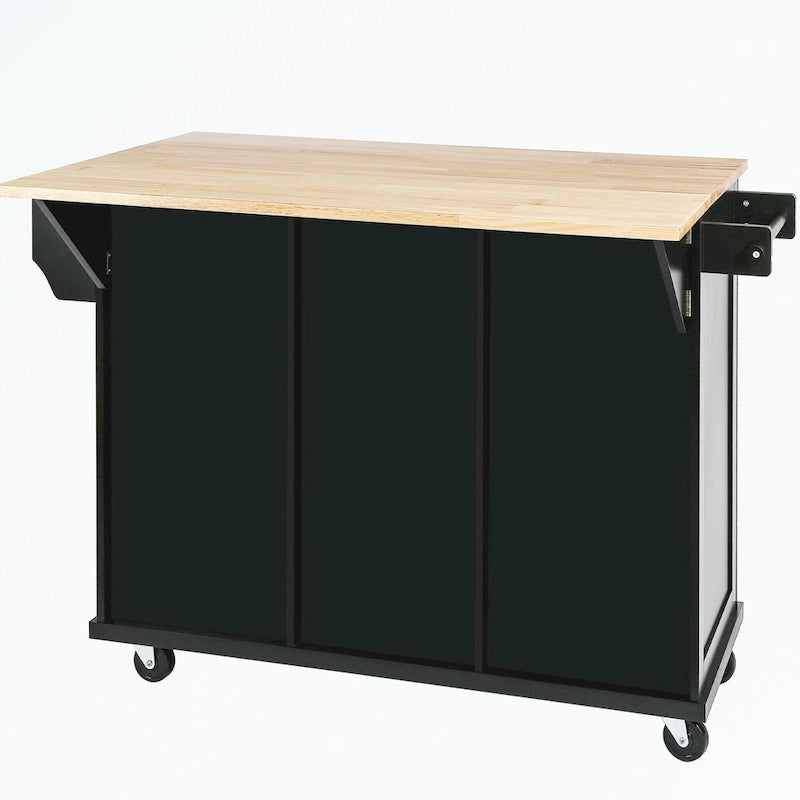 Chariot de cuisine à 5 roues avec armoire de rangement et 3 tiroirs