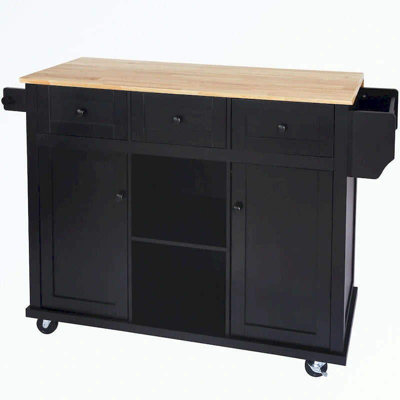 Chariot de cuisine à 5 roues avec armoire de rangement et 3 tiroirs
