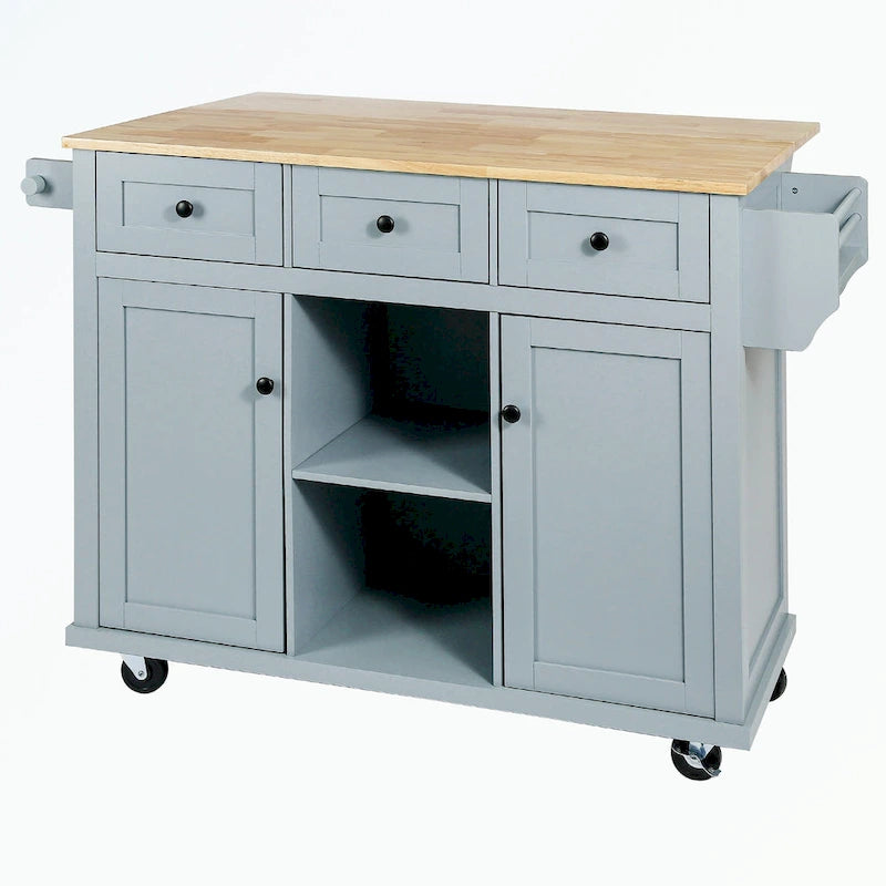 Chariot de cuisine à 5 roues avec armoire de rangement et 3 tiroirs