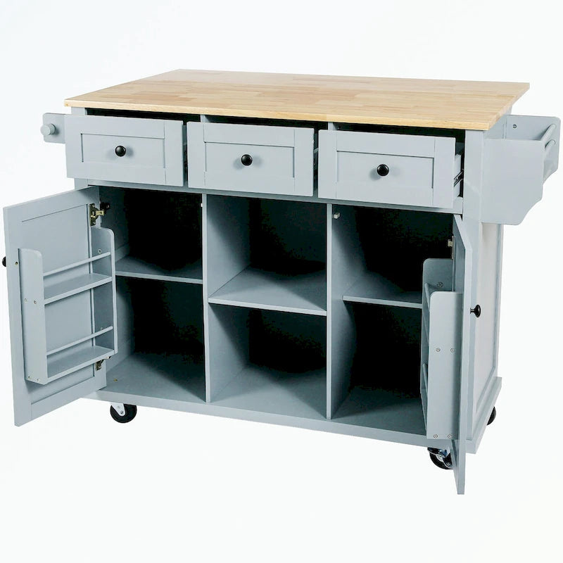 Chariot de cuisine à 5 roues avec armoire de rangement et 3 tiroirs