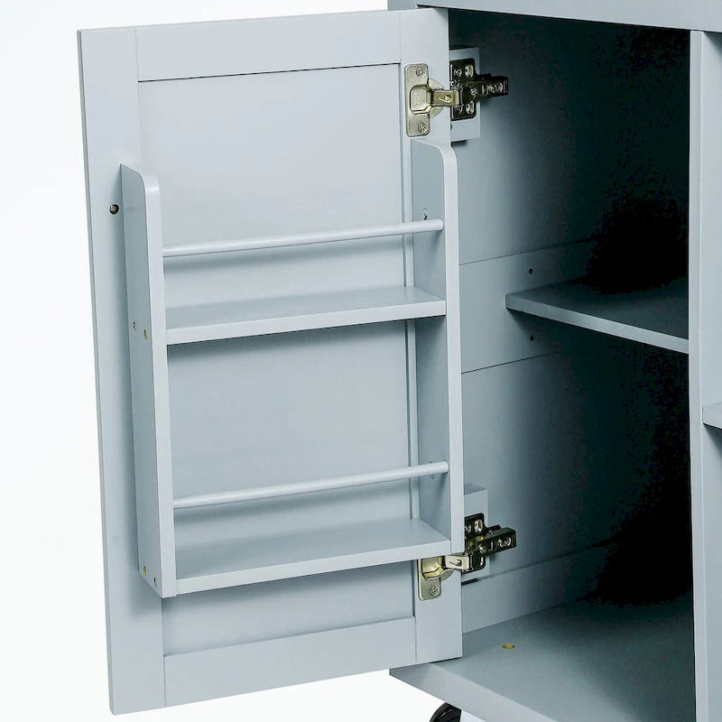Chariot de cuisine à 5 roues avec armoire de rangement et 3 tiroirs