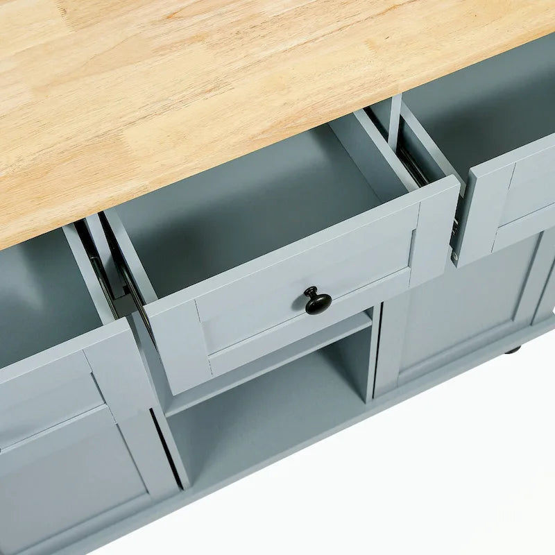 Chariot de cuisine à 5 roues avec armoire de rangement et 3 tiroirs