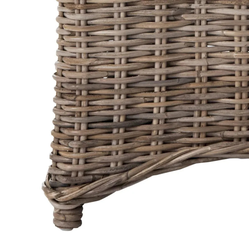 Fauteuil à oreilles en osier marron délavé (entièrement assemblé)
