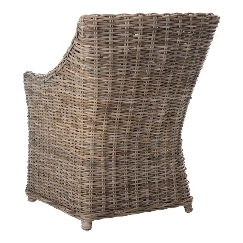 Fauteuil à oreilles en osier marron délavé (entièrement assemblé)