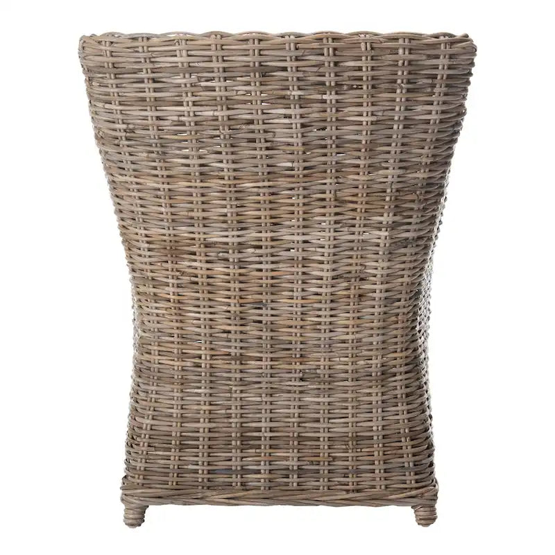 Fauteuil à oreilles en osier marron délavé (entièrement assemblé)
