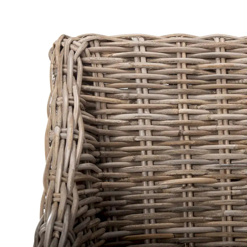 Fauteuil à oreilles en osier marron délavé (entièrement assemblé)