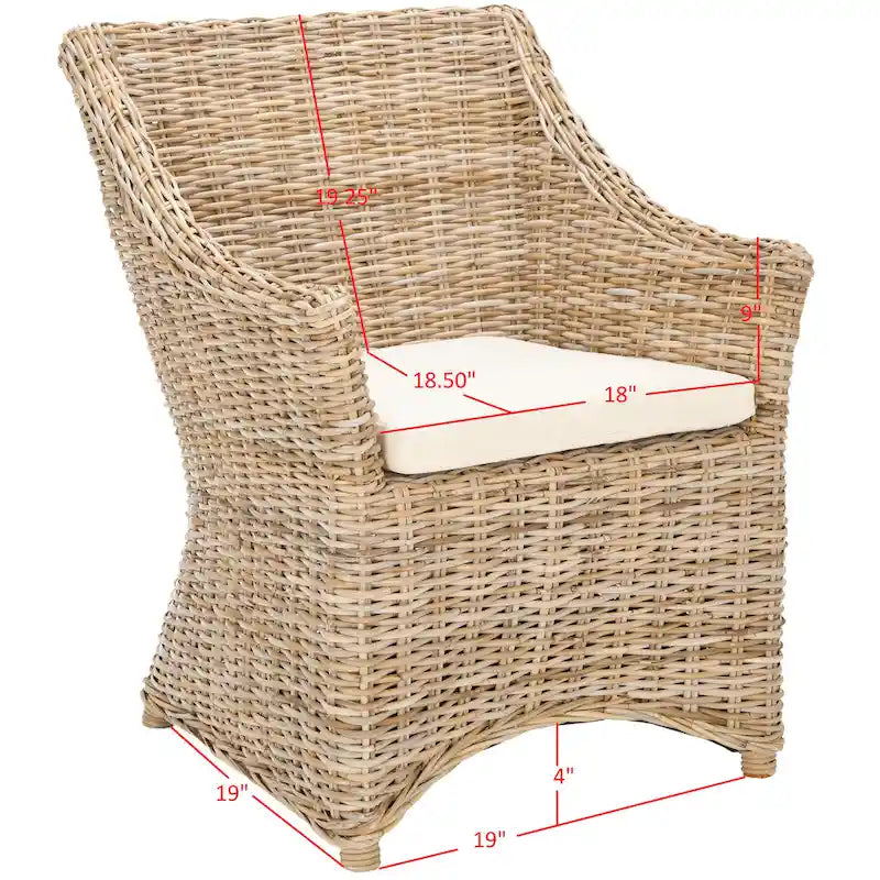 Fauteuil à oreilles en osier marron délavé (entièrement assemblé)