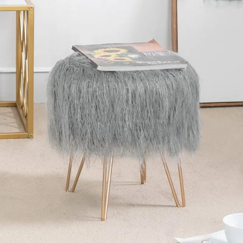 Tabouret de Maquillage en Fauteuil avec Repose-Pieds Moelleux et Pouf de Rangement
