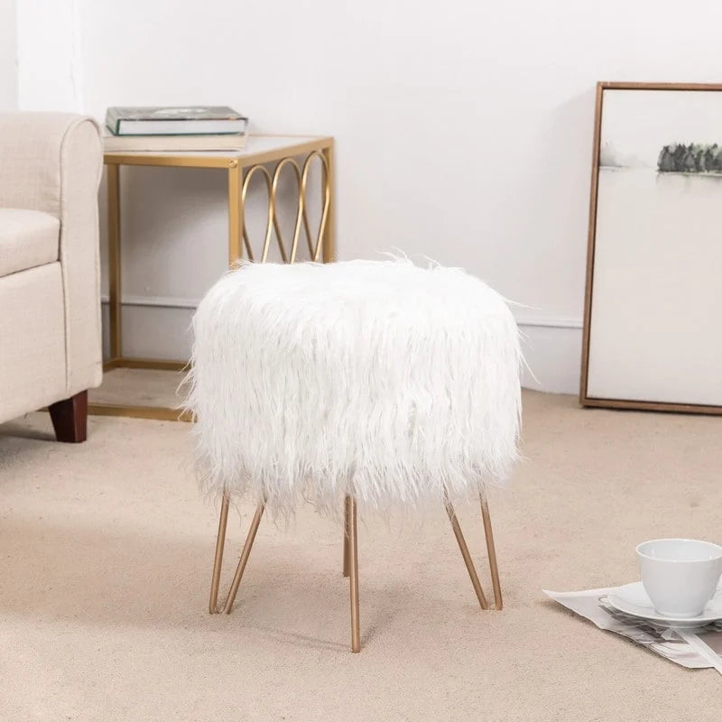 Tabouret de Maquillage en Fauteuil avec Repose-Pieds Moelleux et Pouf de Rangement