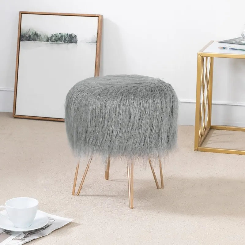 Tabouret de Maquillage en Fauteuil avec Repose-Pieds Moelleux et Pouf de Rangement