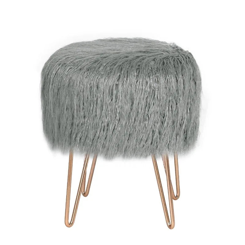 Tabouret de Maquillage en Fauteuil avec Repose-Pieds Moelleux et Pouf de Rangement