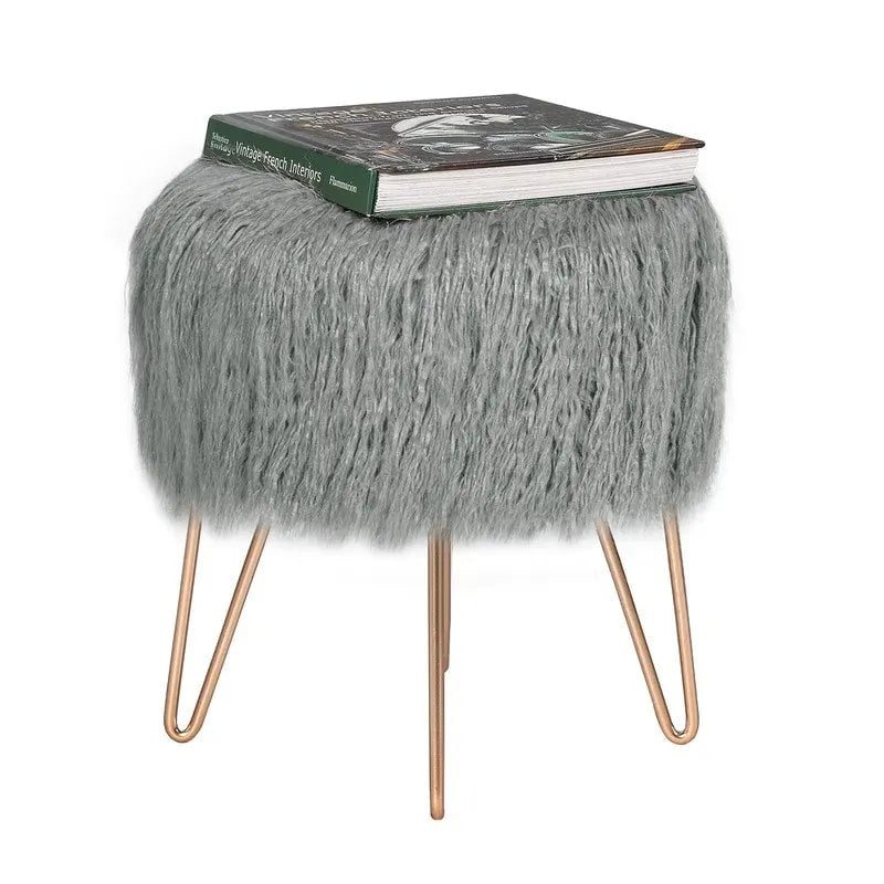 Tabouret de Maquillage en Fauteuil avec Repose-Pieds Moelleux et Pouf de Rangement