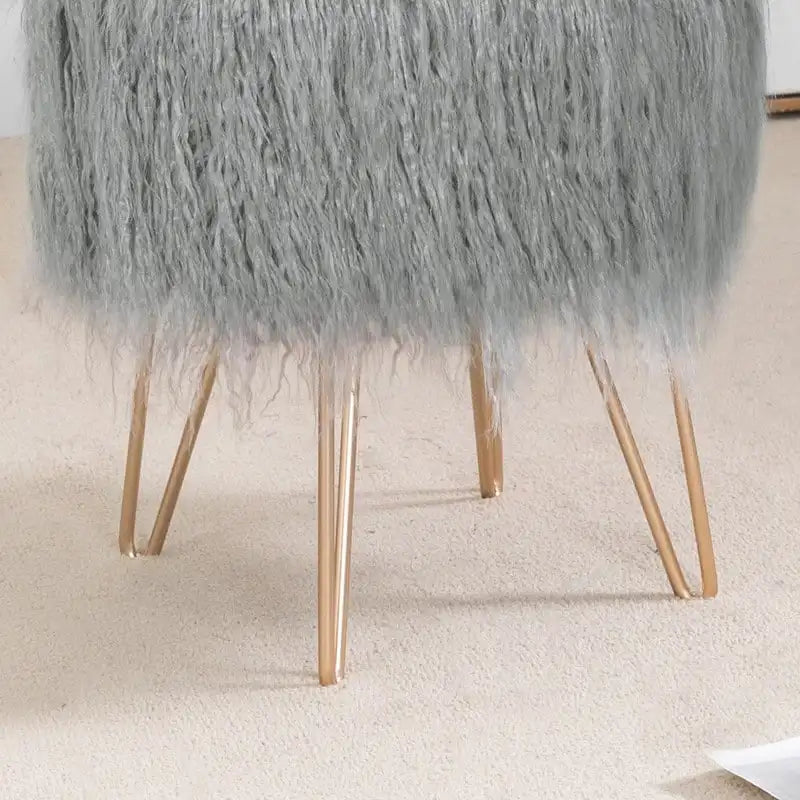 Tabouret de Maquillage en Fauteuil avec Repose-Pieds Moelleux et Pouf de Rangement