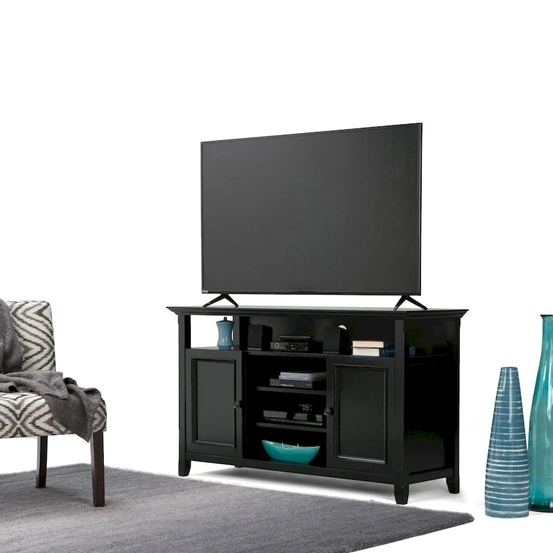 Meuble TV de transition en bois massif de 54 po de large - 54 larg. x 18,9 prof. x 31,9 haut.