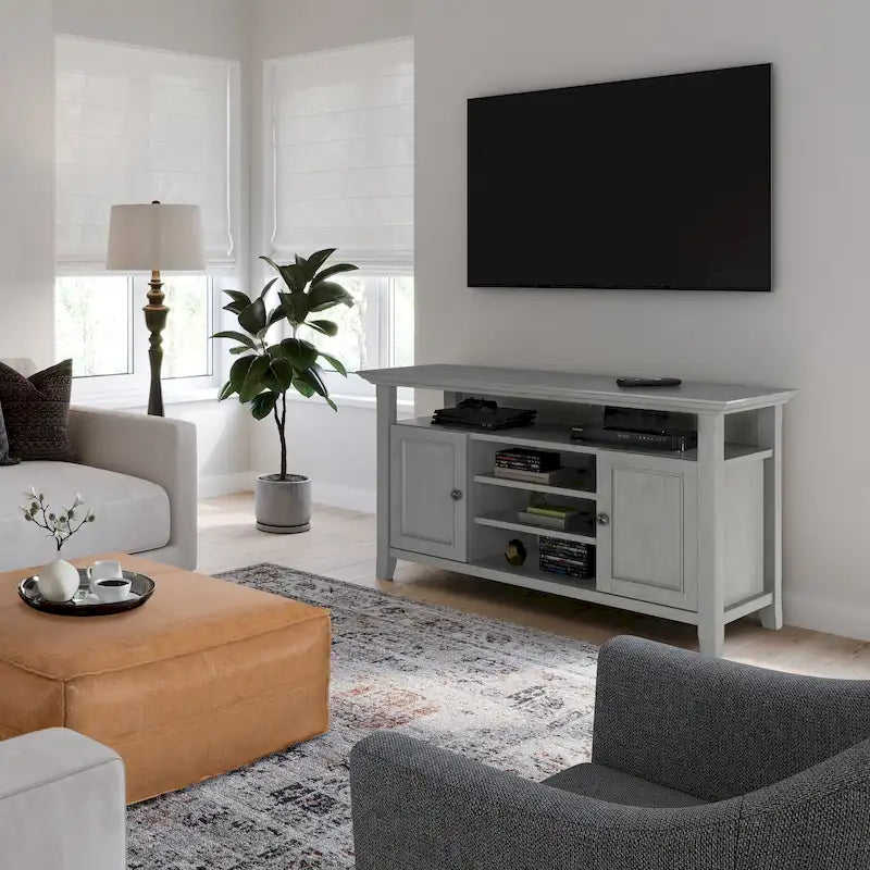 Meuble TV de transition en bois massif de 54 po de large - 54 larg. x 18,9 prof. x 31,9 haut.