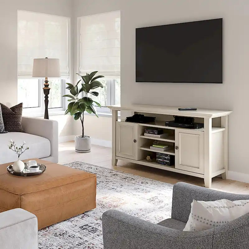 Meuble TV de transition en bois massif de 54 po de large - 54 larg. x 18,9 prof. x 31,9 haut.