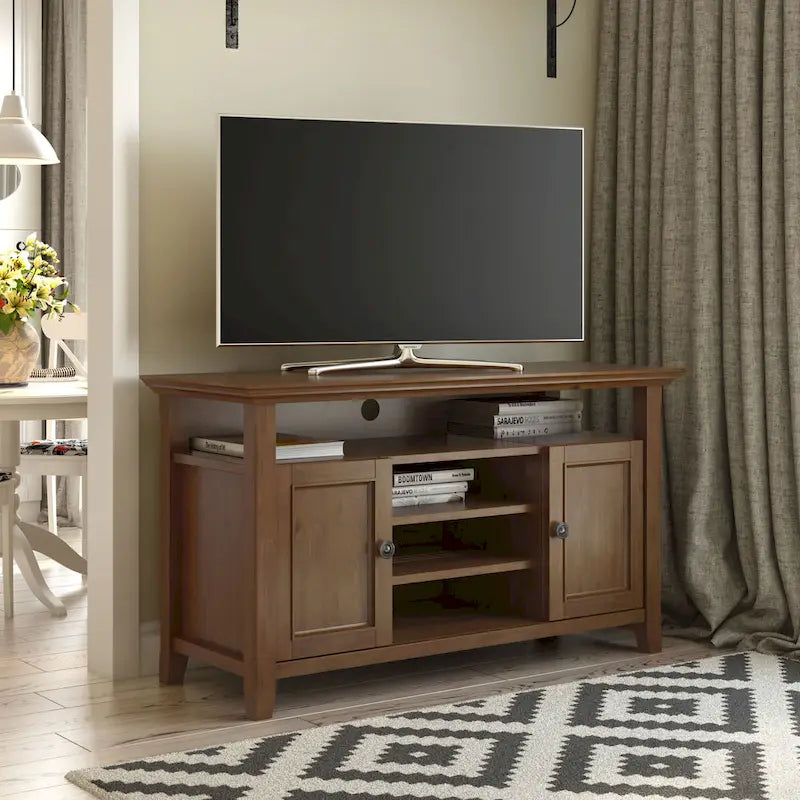 Meuble TV de transition en bois massif de 54 po de large - 54 larg. x 18,9 prof. x 31,9 haut.