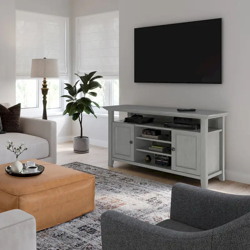 Meuble TV de transition en bois massif de 54 po de large - 54 larg. x 18,9 prof. x 31,9 haut.