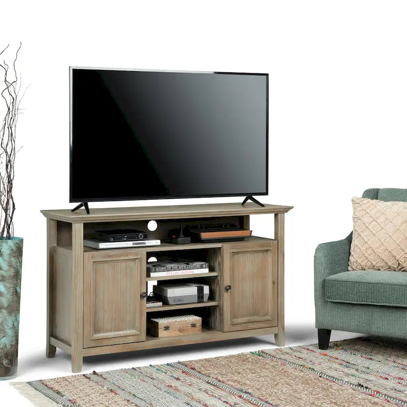 Meuble TV de transition en bois massif de 54 po de large - 54 larg. x 18,9 prof. x 31,9 haut.