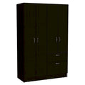 Armoire avec 2 armoires à double porte, tiroir, 5 étagères intérieures, tringle et placard rabattable