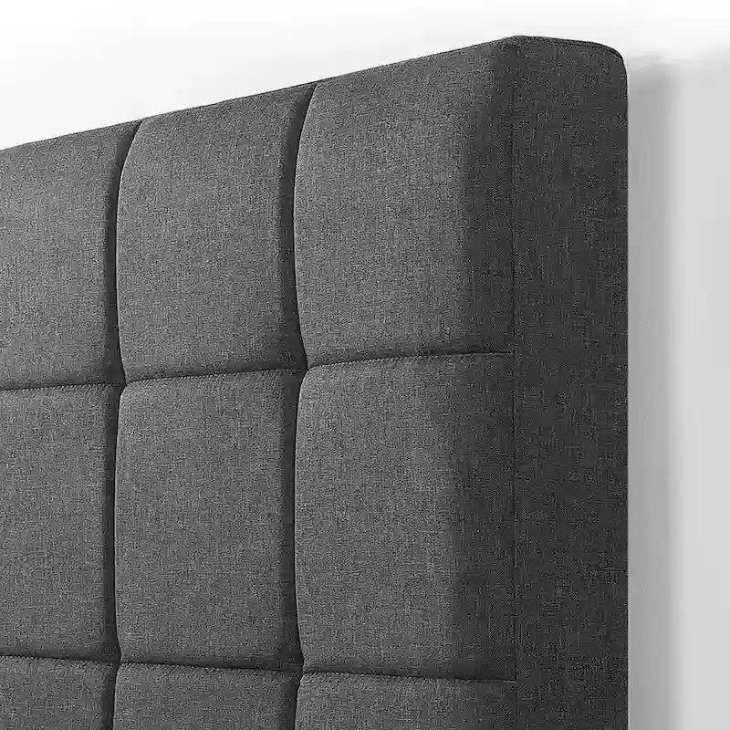 Cadre de lit plateforme King rembourré en tissu gris
