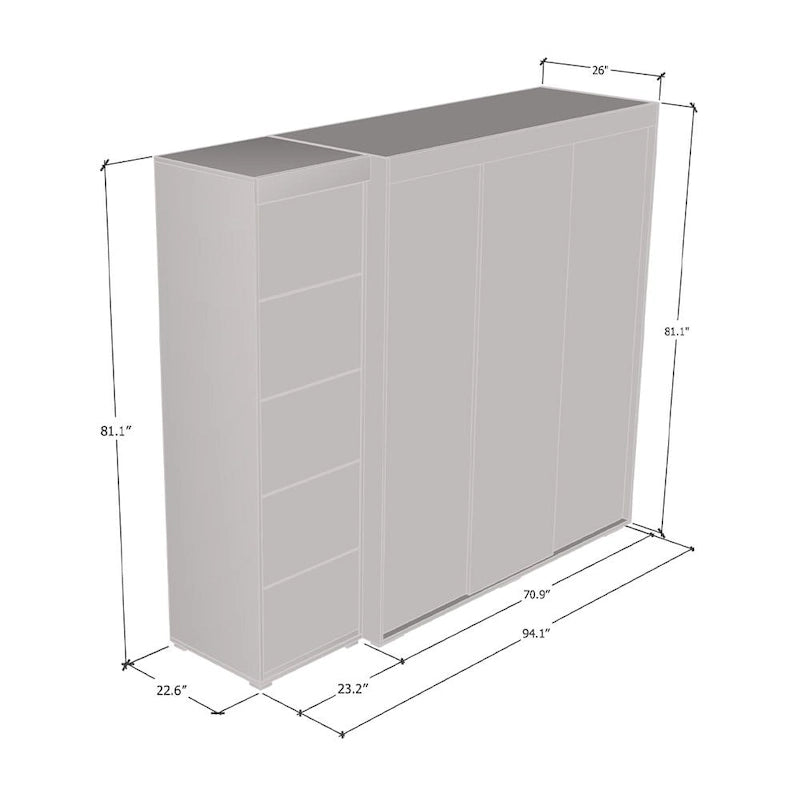 Armoire avec 3 miroirs