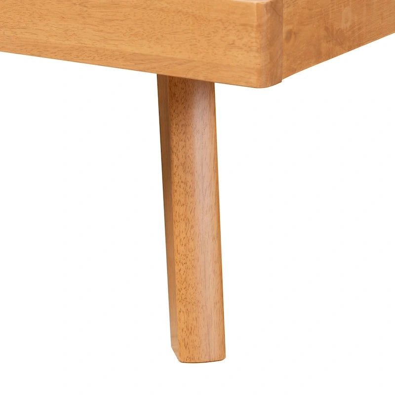 Lit plate-forme moderne Japandi en bois de finition marron rustique