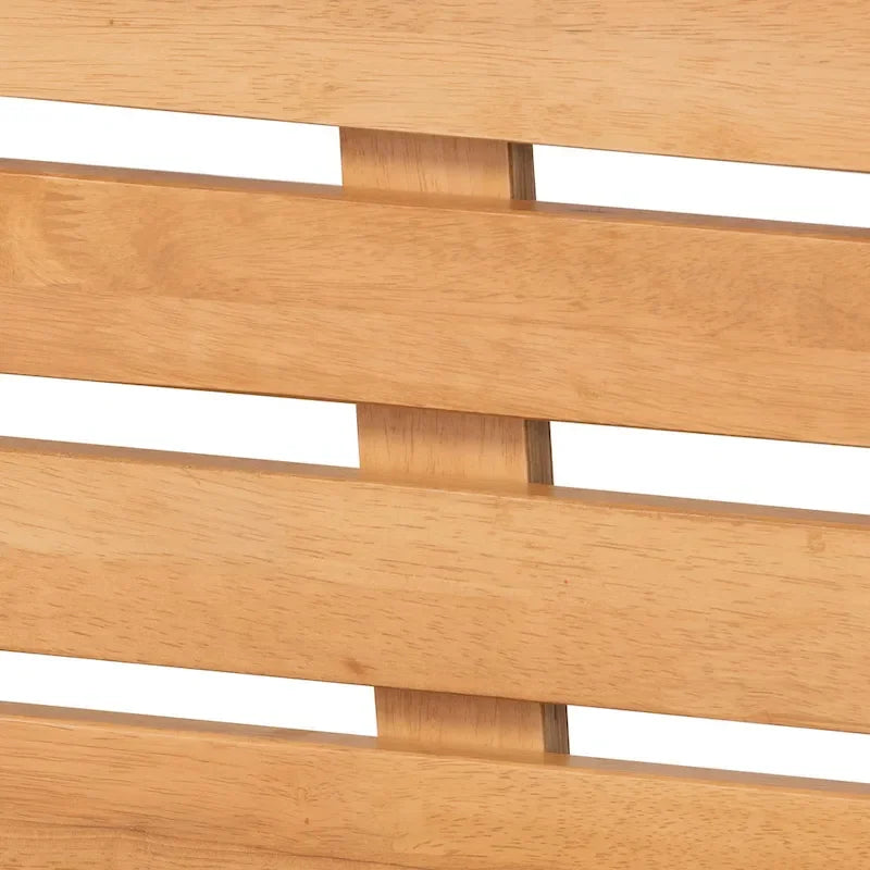Lit plate-forme moderne Japandi en bois de finition marron rustique