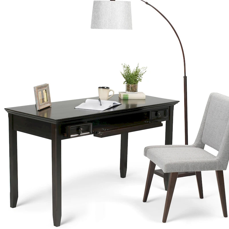Bureau de transition en bois massif de 54 pouces de large, brun hickory