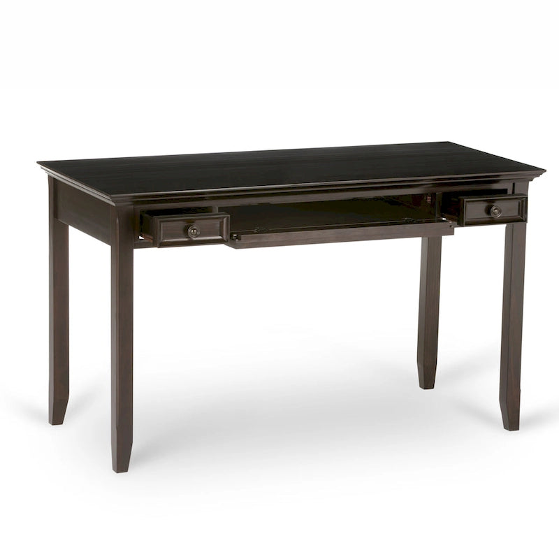Bureau de transition en bois massif de 54 pouces de large, brun hickory