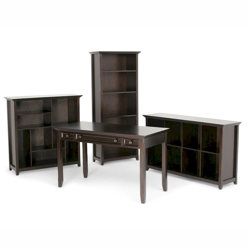 Bureau de transition en bois massif de 54 pouces de large, brun hickory