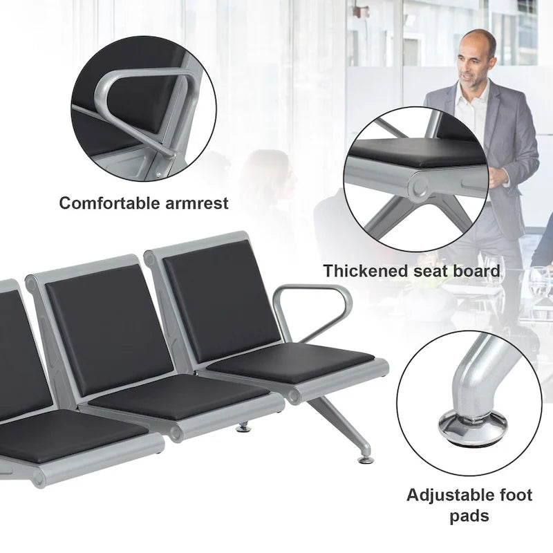 Fauteuils de salle d'attente en cuir PU - Banc d'accueil pour visiteurs