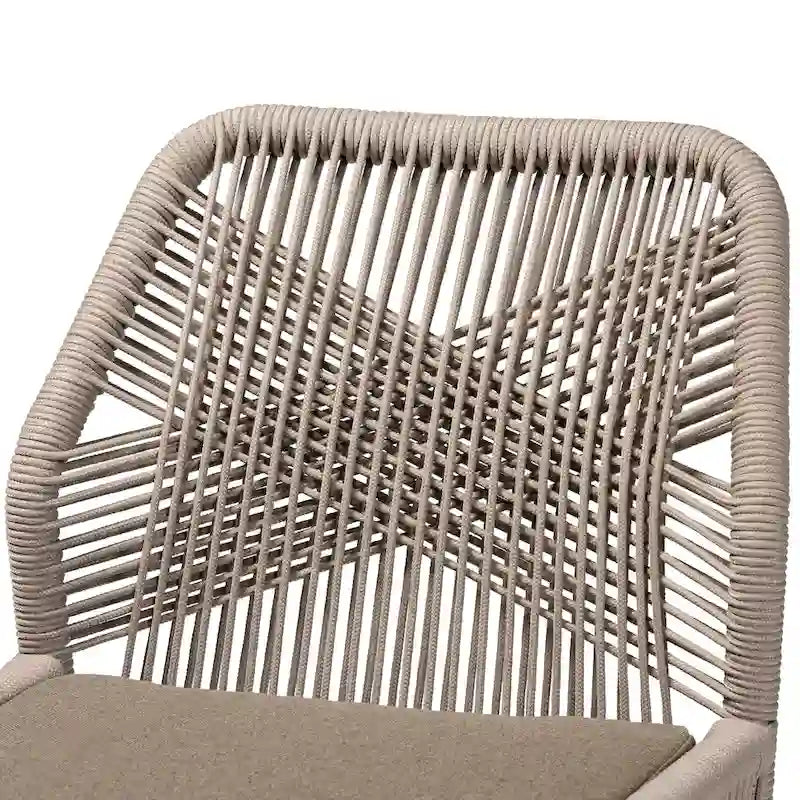 Chaise de salle à manger latérale en acajou et corde tressée transitionnelle - Grise